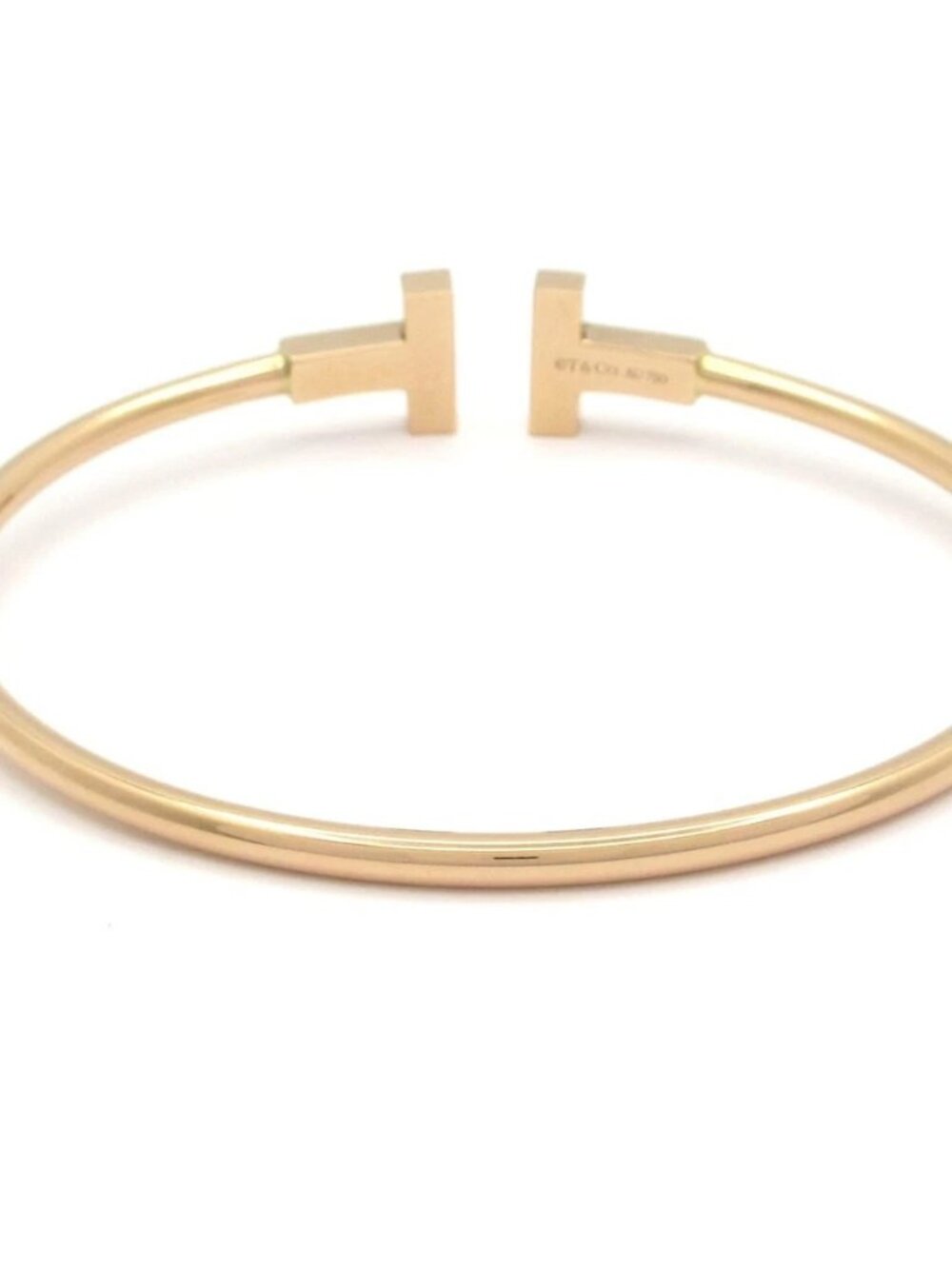 TIFFANY&Co. T Wire Bracelet 18K Rose Gold Bangle - Picture 3 of 5